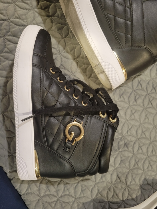 G by Guess Shoes - G by Guess Black Quilted High-Top Sneakers with Gold Hardware